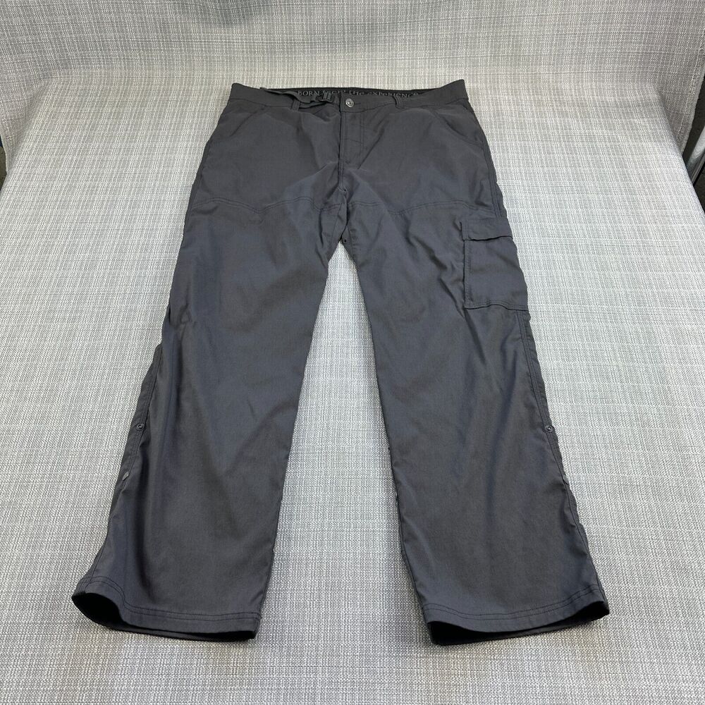 Prana Pants XL Grey Stretch‎ Zion Stretch Utility Nylon Cargo Camp Hike Roll Up